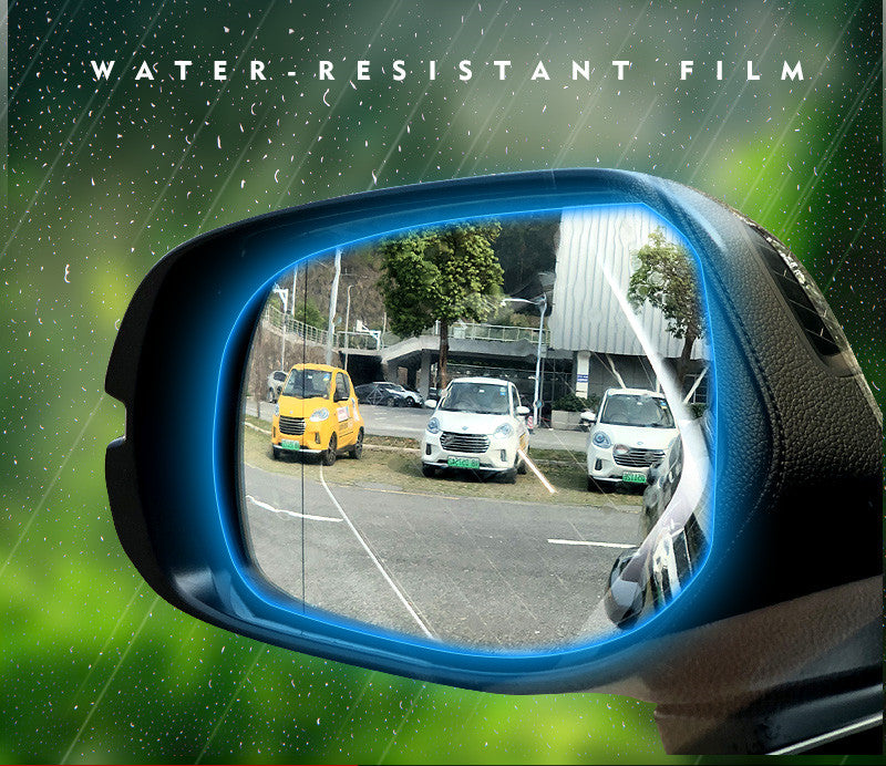 Rearview mirror rain film