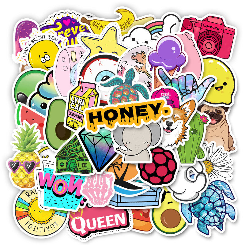 50pcs cartoon trolley case stickers