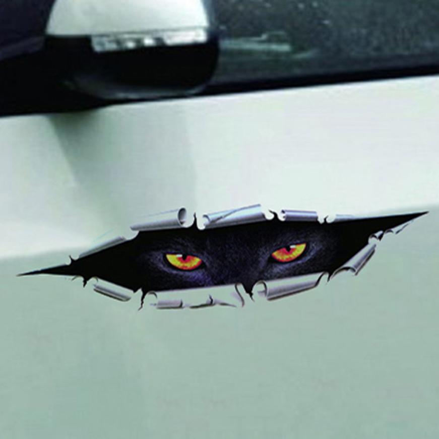 Man, black panther, peek at car sticker