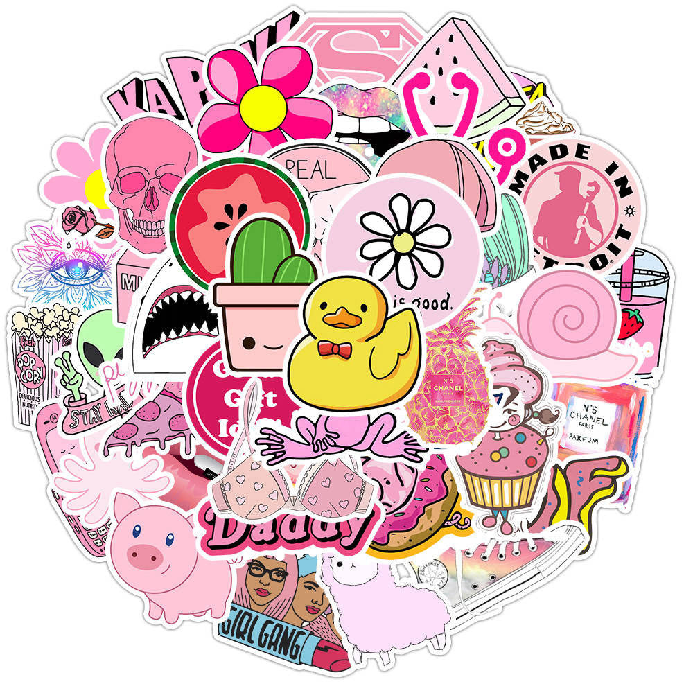 50pcs cartoon trolley case stickers