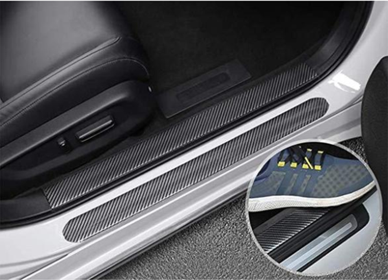 Automobile Threshold Bar Anti-stick General Door Side Bumper Stickers Universal Modified Pedal Trim Strips Carbon Fiber Pattern