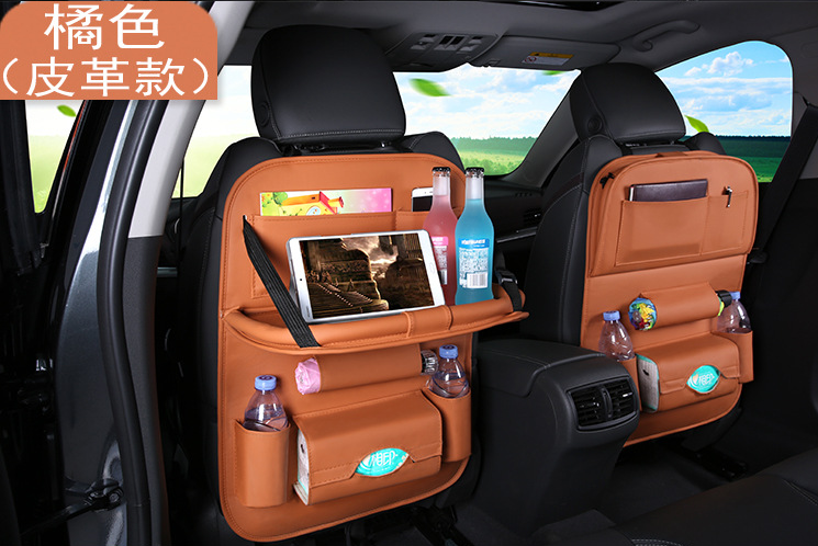 Universal Multifunctional Car Seat Bag with Foldable Table PU Leather Multi-pocket