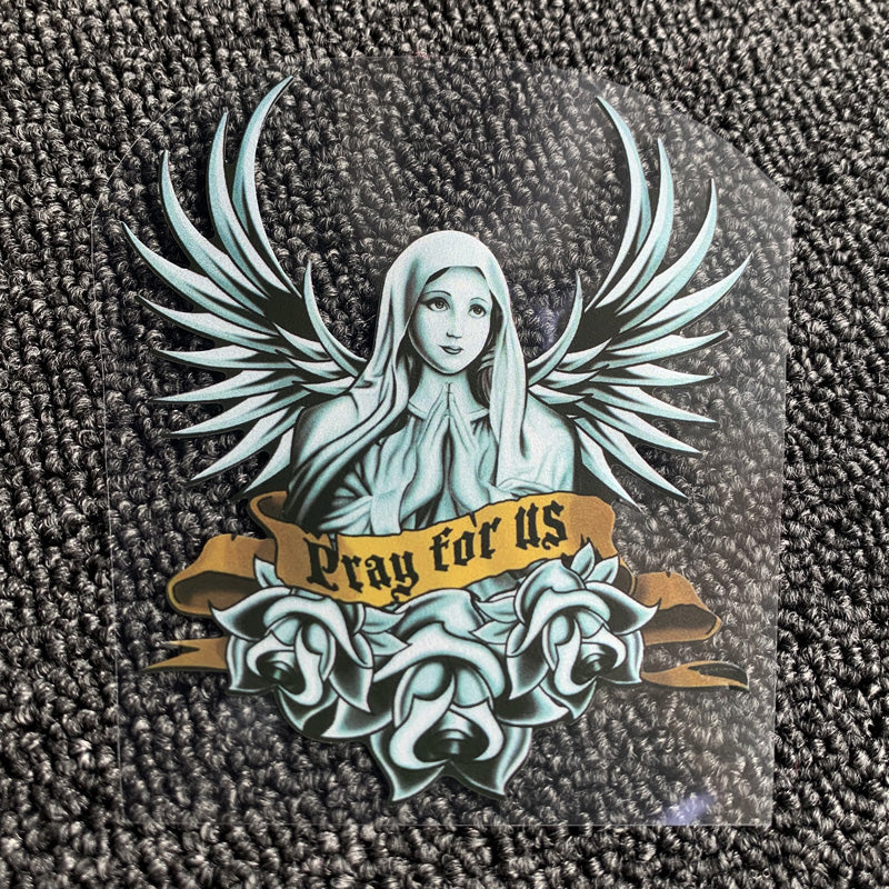 Motorcycle Reflective Stickers Helmet Decals Saint Nuns Pray Angel Creative Personality Scratch Stickers Waterproof Sunscreen