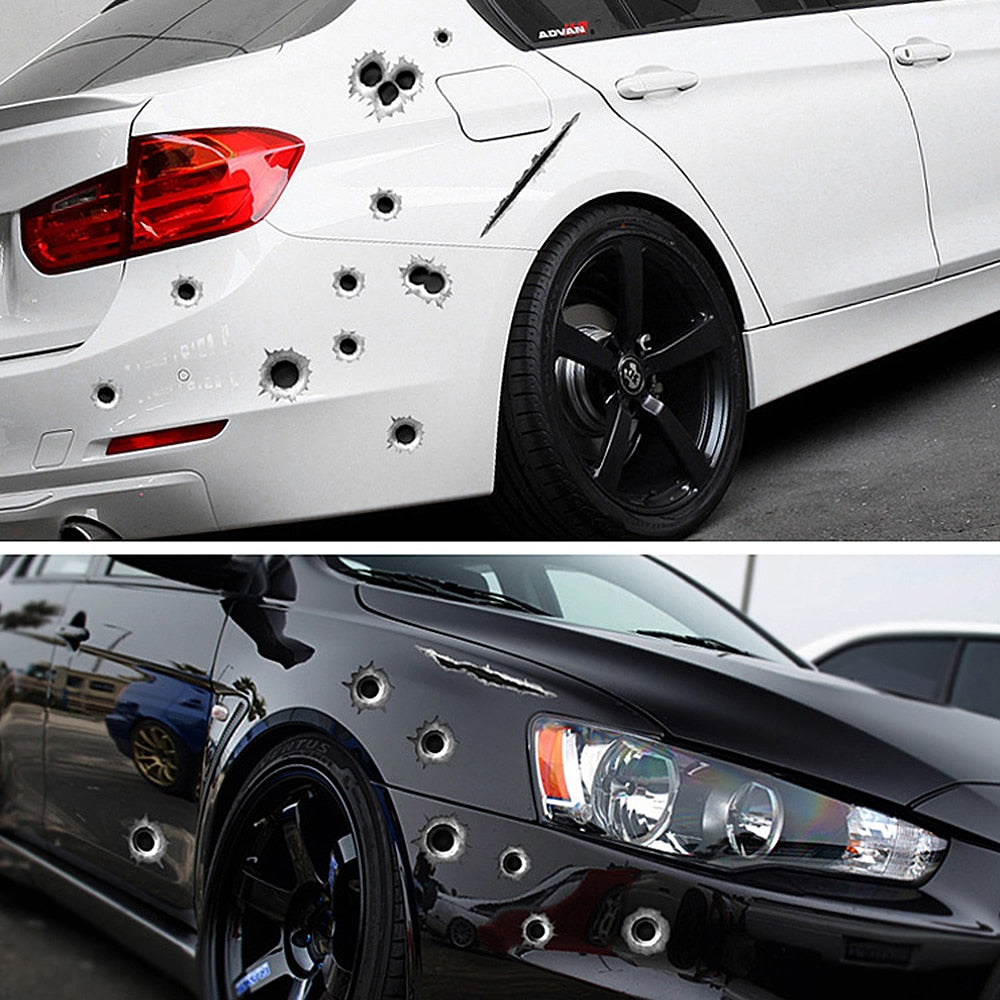 Car scratch simulation bullet hole crack sticker