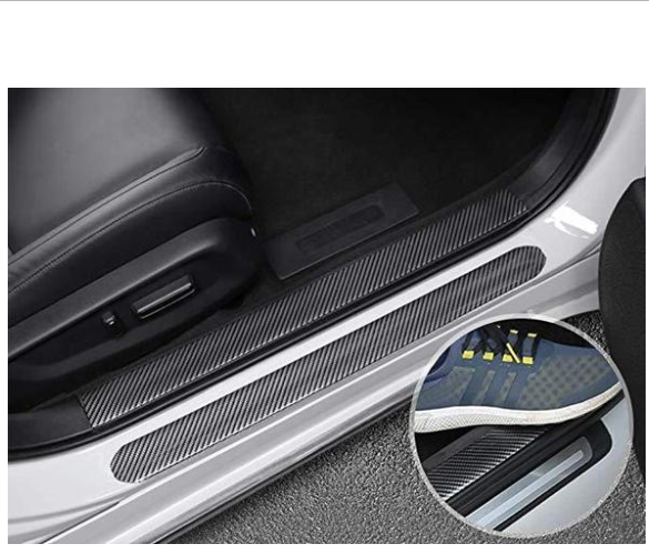 Automobile Threshold Bar Anti-stick General Door Side Bumper Stickers Universal Modified Pedal Trim Strips Carbon Fiber Pattern