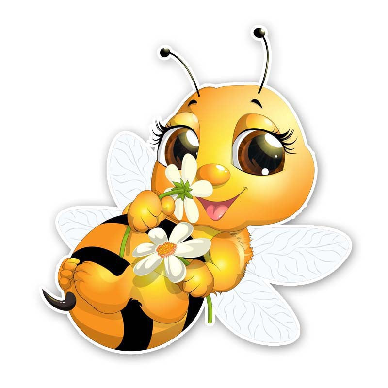 Cartoon Little Bee Car Body Bumper Window Sticker