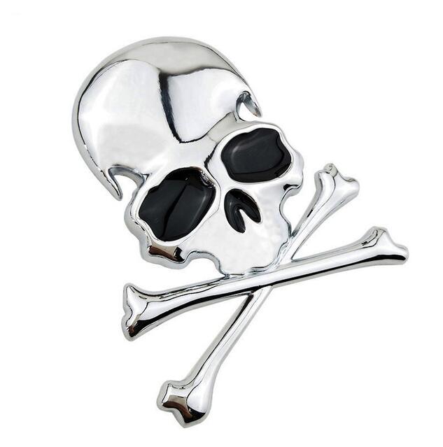 3d metal alloy zinc skull skeleton bones car truck bike stickers labels emblem sign car styling jewelry intimate accessories