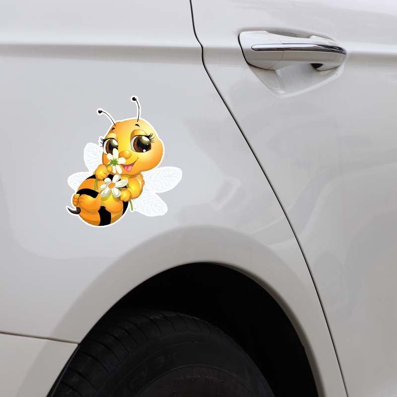 Cartoon Little Bee Car Body Bumper Window Sticker