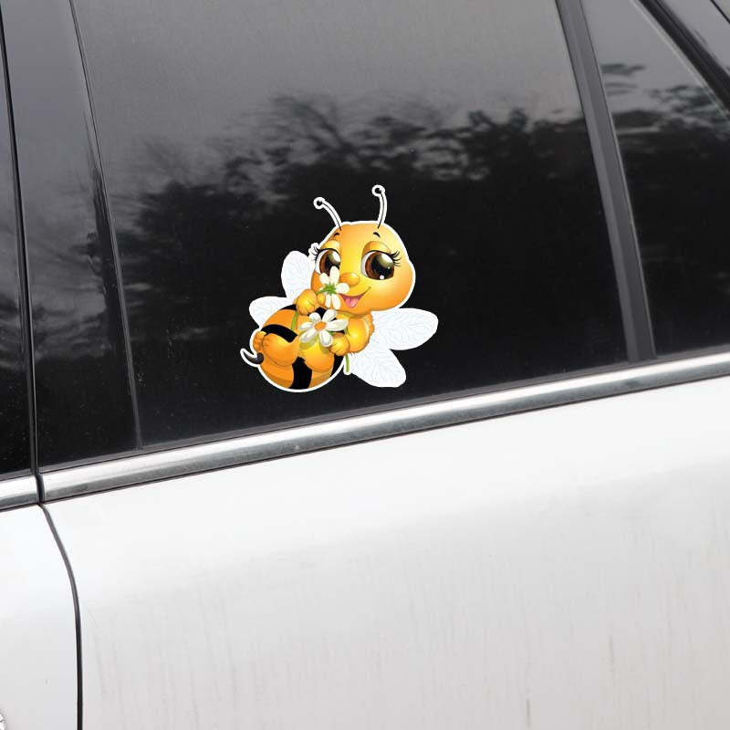 Cartoon Little Bee Car Body Bumper Window Sticker