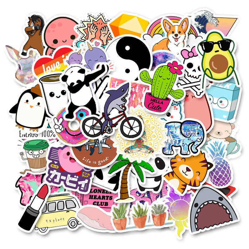 50pcs cartoon trolley case stickers