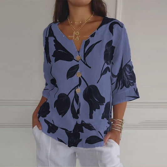 Commuter Loose Printed Half Sleeve T-shirt Top