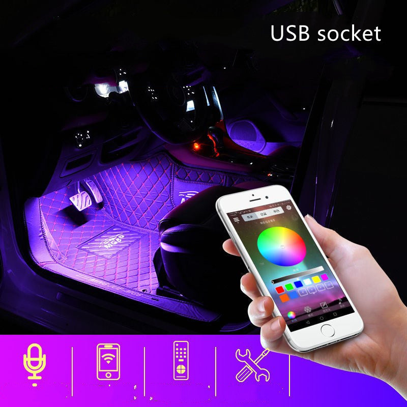 Usb Voice Control Music Rhythm Light Car Interior Modification