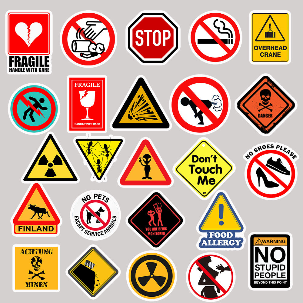 Warning Warning Sign Stickers Cross Border Amazon