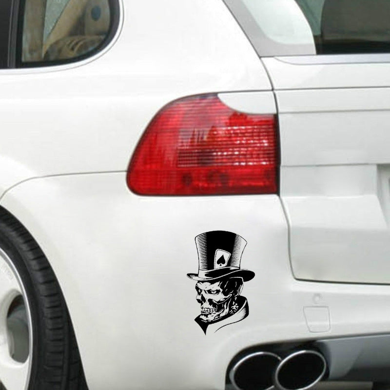 Skull Head Playing Card Personality Car Sticker