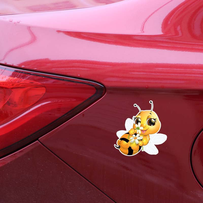 Cartoon Little Bee Car Body Bumper Window Sticker