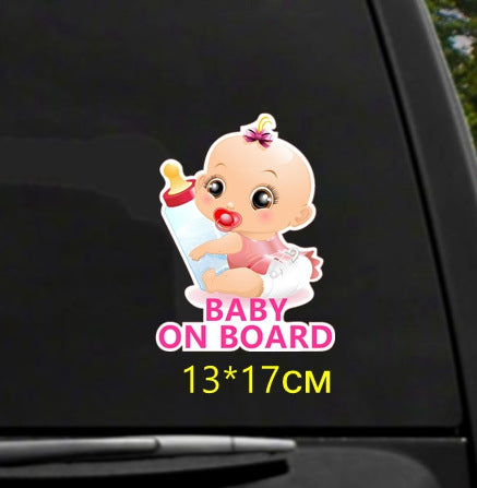 Baby On Board Princess Bottle Car Reflective Sticker