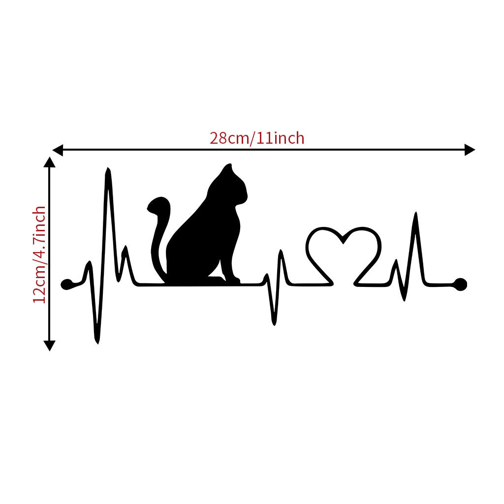 Love Heart Electrocardiogram Music Cartoon Cat Car Sticker