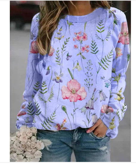 3D Round Neck Sweater Women's Fresh Flower Figure