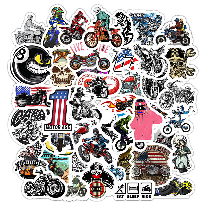 50 Motorcycle Character Graffiti Stickers Waterproof Removable Luggage Skateboard Sticker Stickers